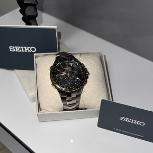 Seiko Men’s Coutura Radio Sync Solar Chronograph Two Tone Stainless Steel